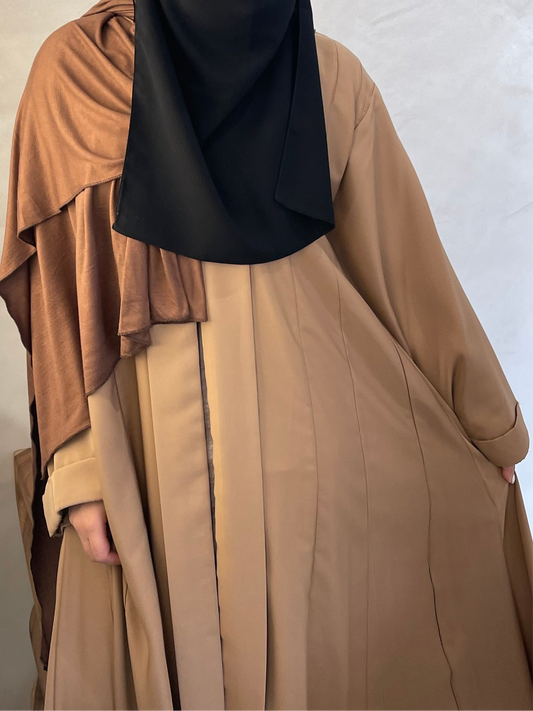 Camel Panelled Open Abaya